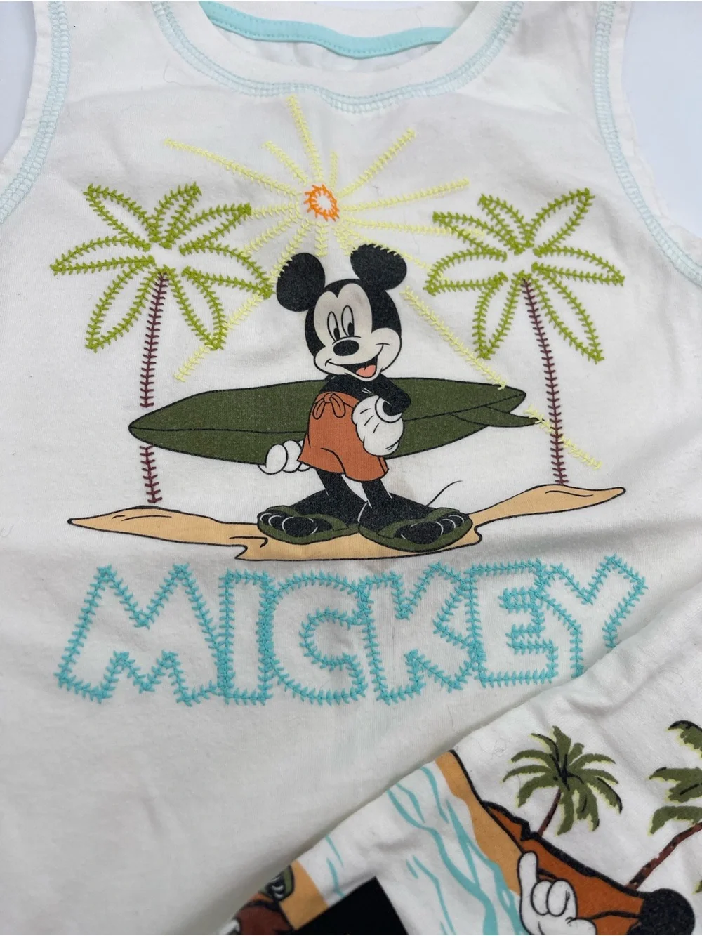 Disney Mickey Mouse toddler boys two piece set white beach theme size 4T
